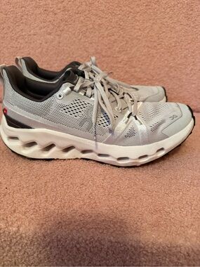 On Cloudsurfer Trail Women's Running Sneakers in Light Grey